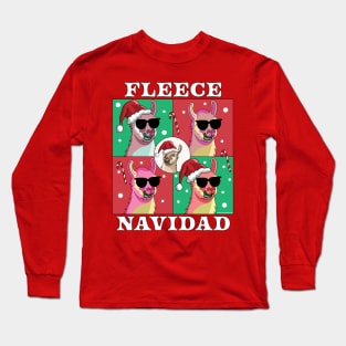 Fleece Navidad Llama - Feliz Navidad Funny Christmas Llama Long Sleeve T-Shirt